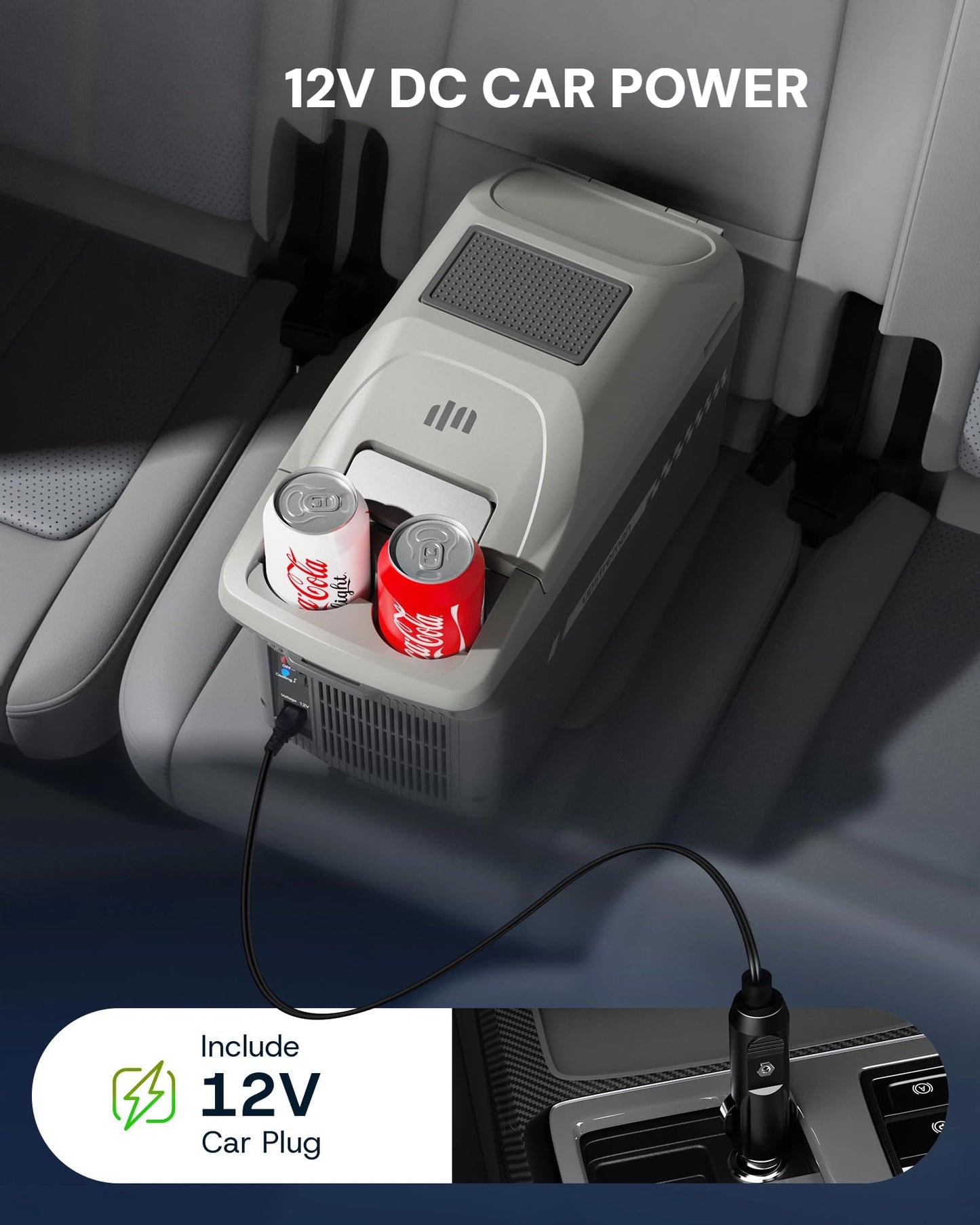 10QT Electric Cooler/Warmer - 9L Capacity, 12V DC, Shoulder Strap for Travel/Camping/Picnic - AR09