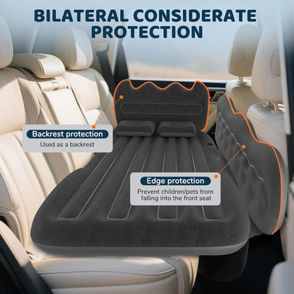 Inflatable SUV Air Mattress with Pump & Pillows - Foldable Travel Bed for Back Seat