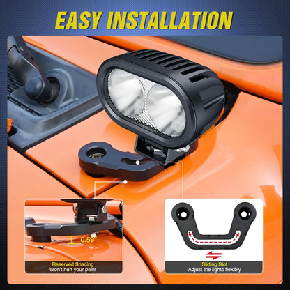 A-Pillar LED Light Mounts for Jeep Wrangler JL & Gladiator JT (2018-2023)