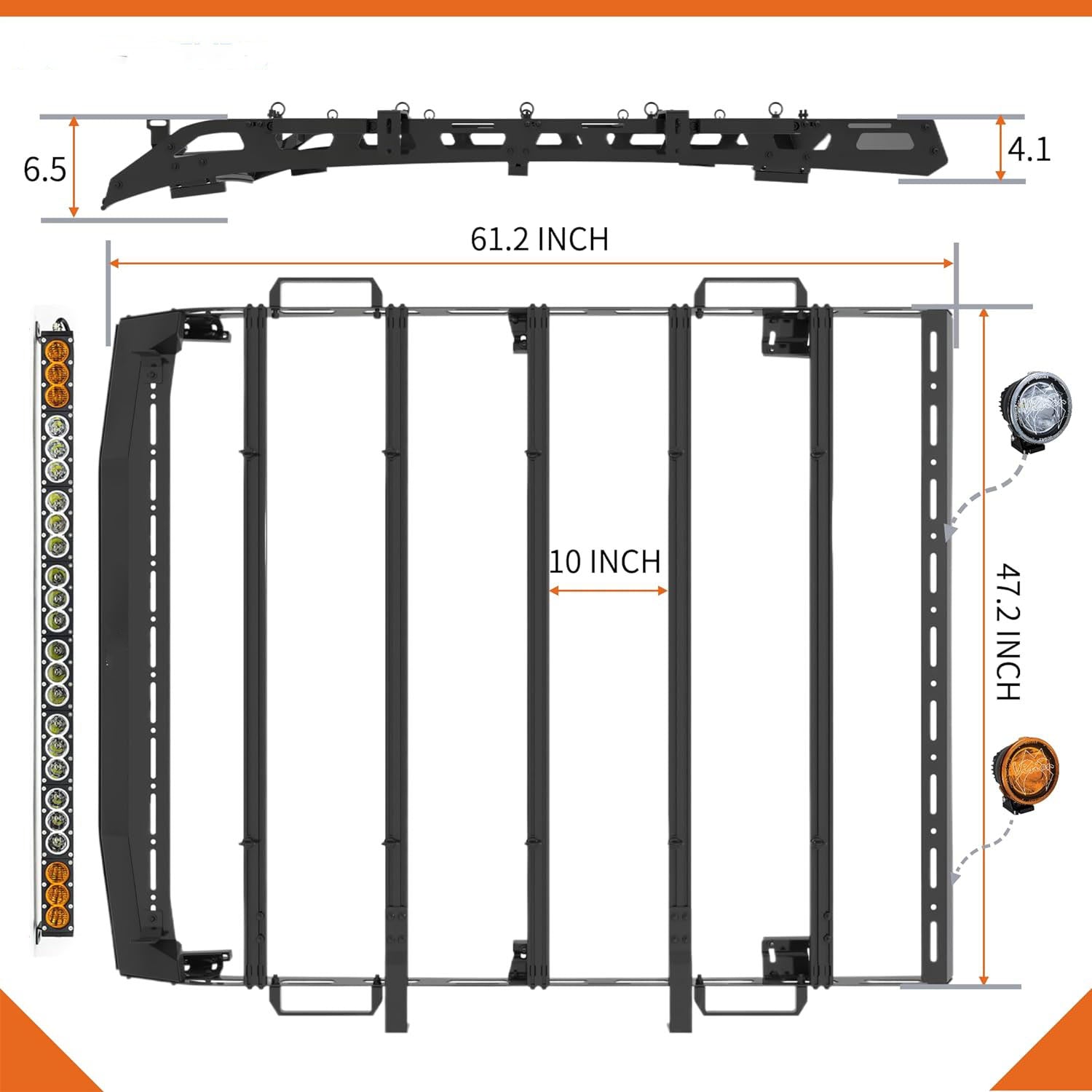 Heavy Duty Top Roof Rack Compatible with 2005-2023 Tacoma Double Cab - OHMU