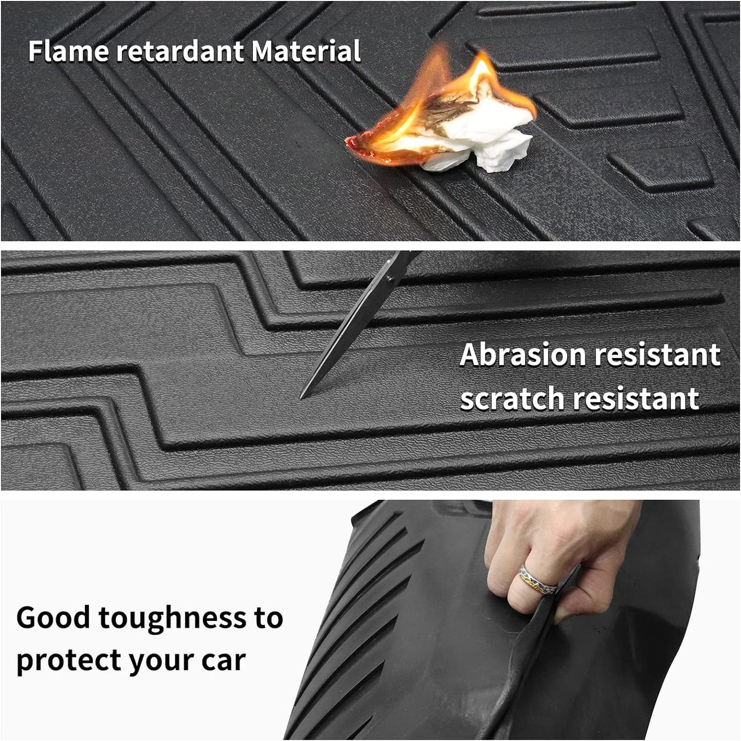 5 Seats Floor Mats Cargo Trunk Liner and Rear Seat Backrest Mats for 2013-2023 2024 Toyota 4Runner - OHMU