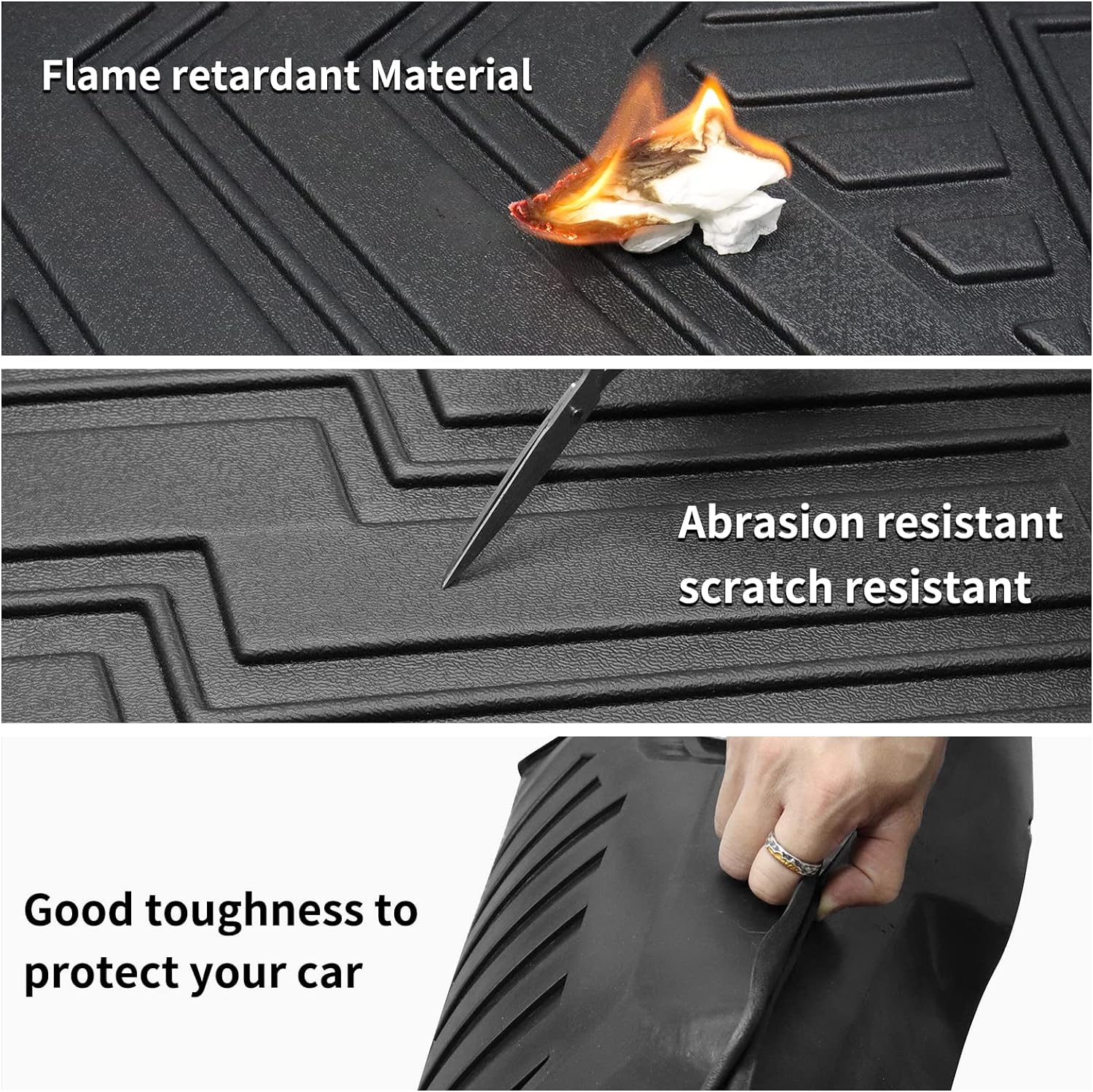 5 Seats Floor Mats Cargo Trunk Liner and Rear Seat Backrest Mats for 2013-2023 2024 Toyota 4Runner - OHMU