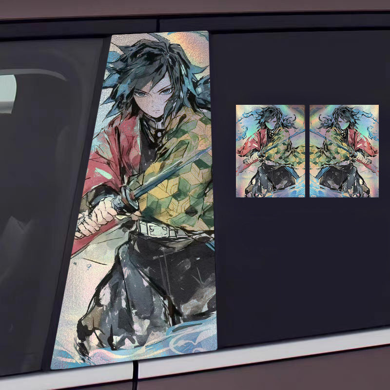 ﻿Universal Demon Slayer HD Anime Decals with Rainbow Holographic Effect Car B Pillar Stickers