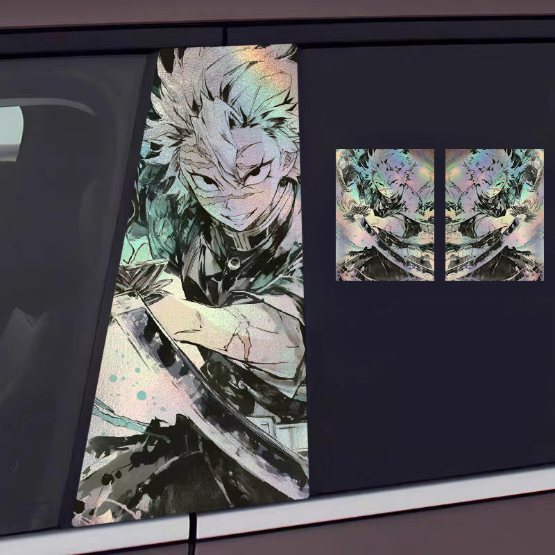 ﻿Universal Demon Slayer HD Anime Decals with Rainbow Holographic Effect Car B Pillar Stickers