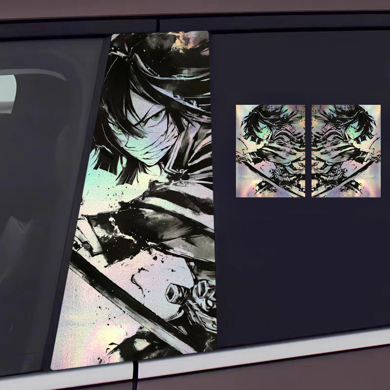﻿Universal Demon Slayer HD Anime Decals with Rainbow Holographic Effect Car B Pillar Stickers