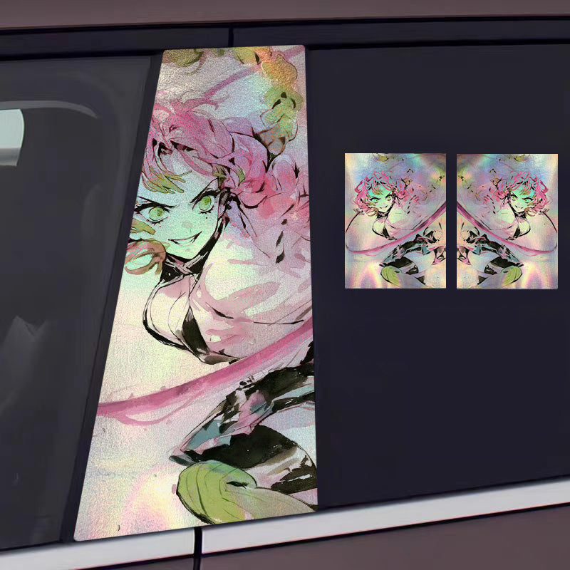 ﻿Universal Demon Slayer HD Anime Decals with Rainbow Holographic Effect Car B Pillar Stickers
