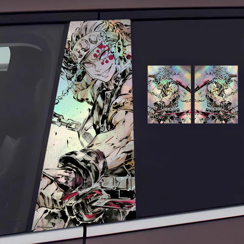 ﻿Universal Demon Slayer HD Anime Decals with Rainbow Holographic Effect Car B Pillar Stickers