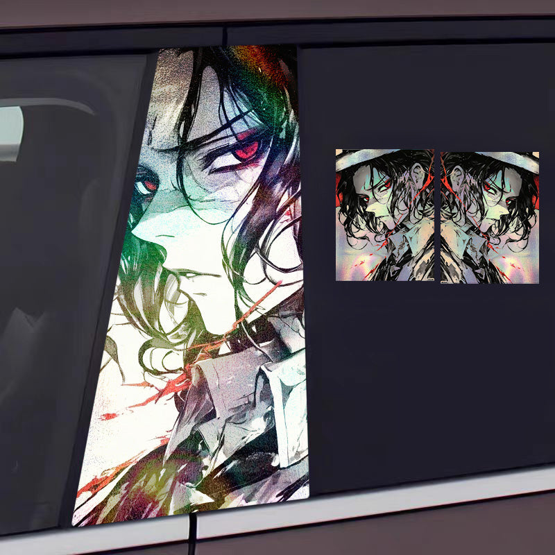﻿Universal Demon Slayer HD Anime Decals with Rainbow Holographic Effect Car B Pillar Stickers