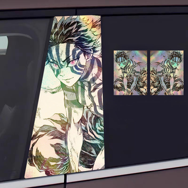 ﻿Universal Demon Slayer HD Anime Decals with Rainbow Holographic Effect Car B Pillar Stickers