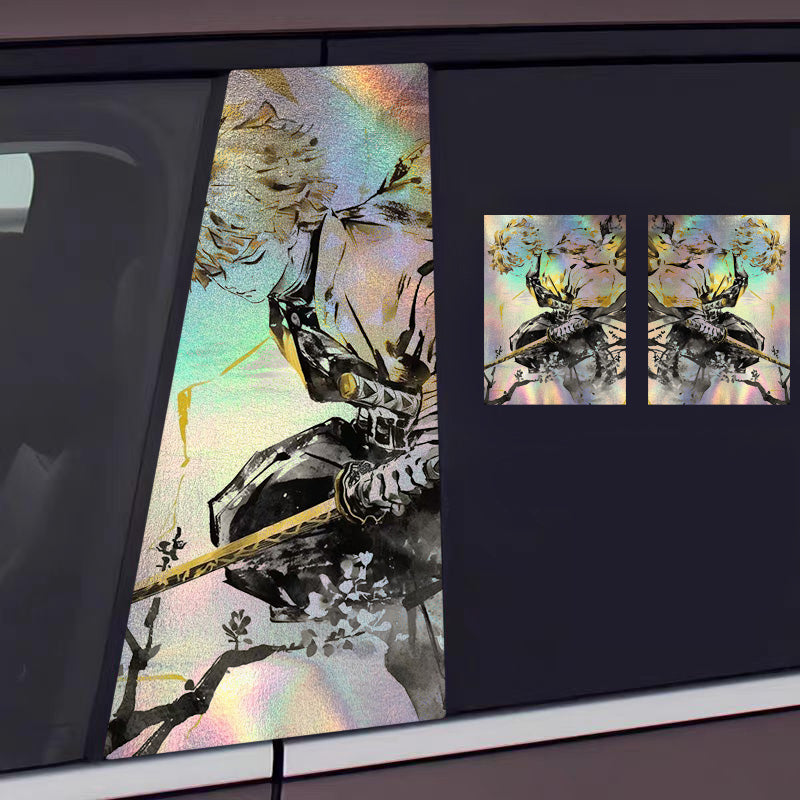 ﻿Universal Demon Slayer HD Anime Decals with Rainbow Holographic Effect Car B Pillar Stickers