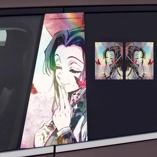 ﻿Universal Demon Slayer HD Anime Decals with Rainbow Holographic Effect Car B Pillar Stickers