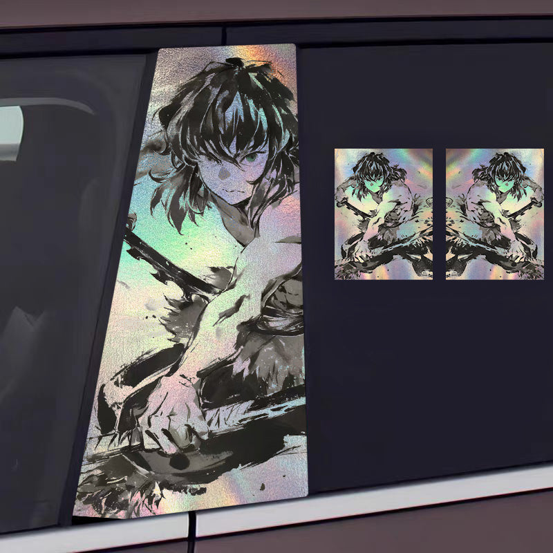 ﻿Universal Demon Slayer HD Anime Decals with Rainbow Holographic Effect Car B Pillar Stickers