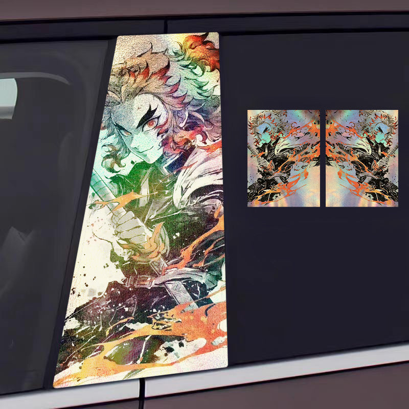 ﻿Universal Demon Slayer HD Anime Decals with Rainbow Holographic Effect Car B Pillar Stickers