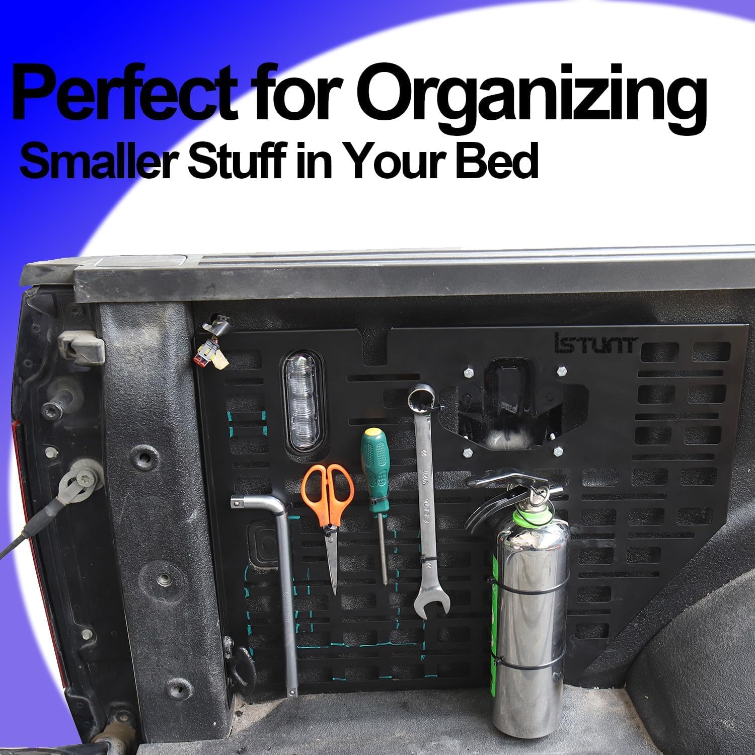 Side Bed Molle Panel Rack Steel Rear Trunk Interior Carrier Cargo Luggage Storage Organizer Horizontal Slot Black Fit for Ford F150 2022 2023 2024 2025