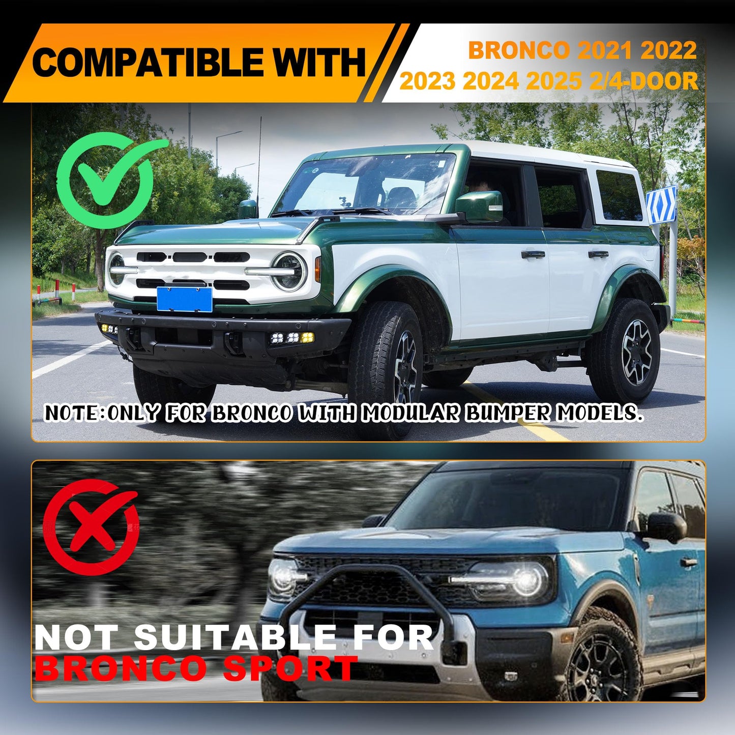Bronco Zone LED Fog Lights, White/Amber DRL