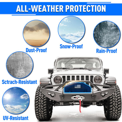 American Flag Winch Cover - Heavy Duty 900D Waterproof for 8000-12000 lbs Winches