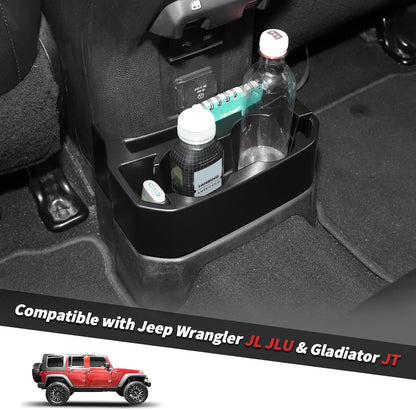 Dual Rear Cup Holder Tray for 2018-2025 Jeep Wrangler JL & Gladiator JT - Back Seat Organizer
