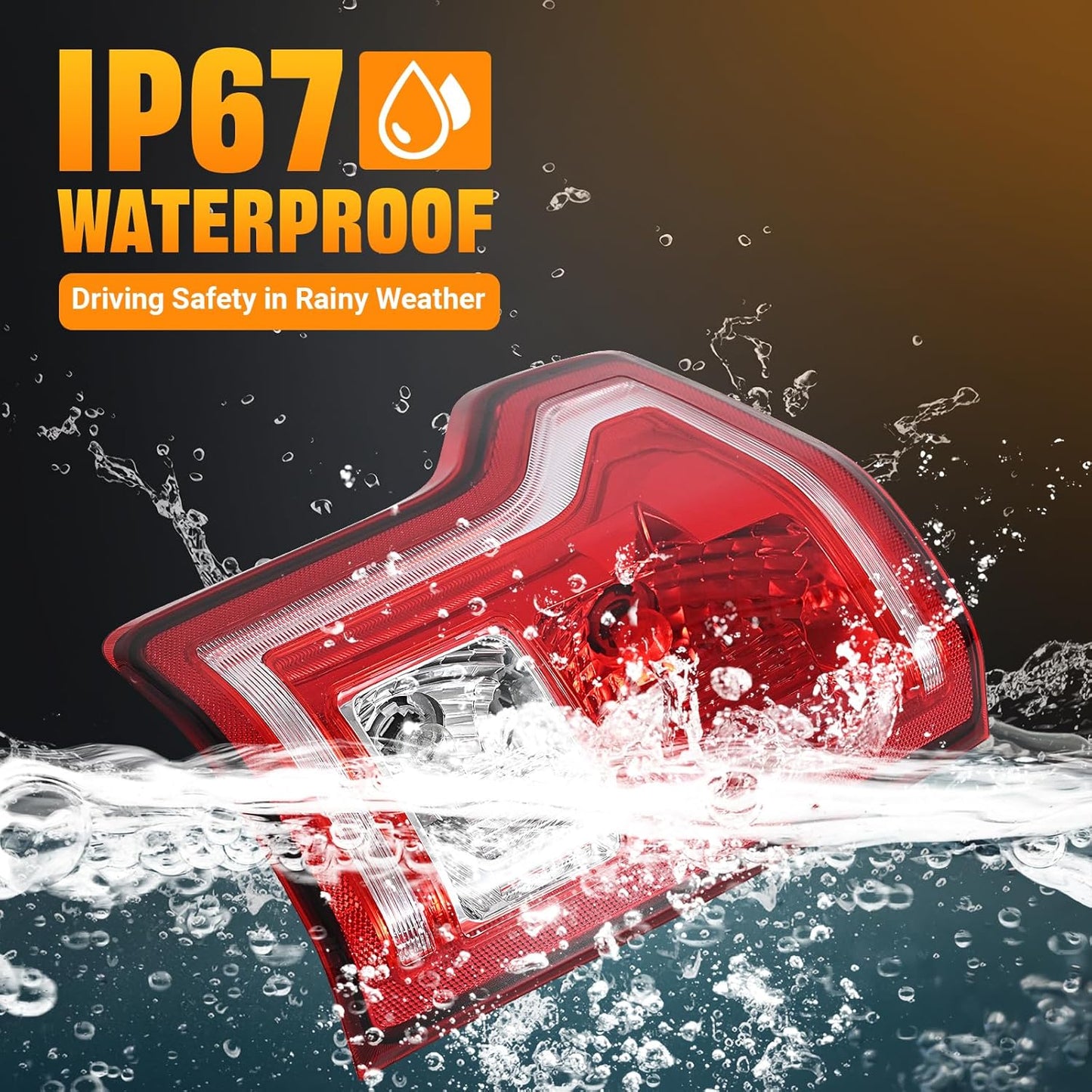 Tail Lights Assembly Compatible with 2015 2016 2017 Ford F-150 Left Driver Side Rear Light Brake Lamp Taillights with Bulbs, Replace FL3Z13405A