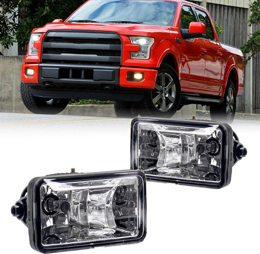 Fog Lights Assembly Replacement For Ford F150 F-150 2015-2020/Super Duty 2017-2018 with H10 12V 42W Halogen Bulbs (Clear Lens) 1 Pair