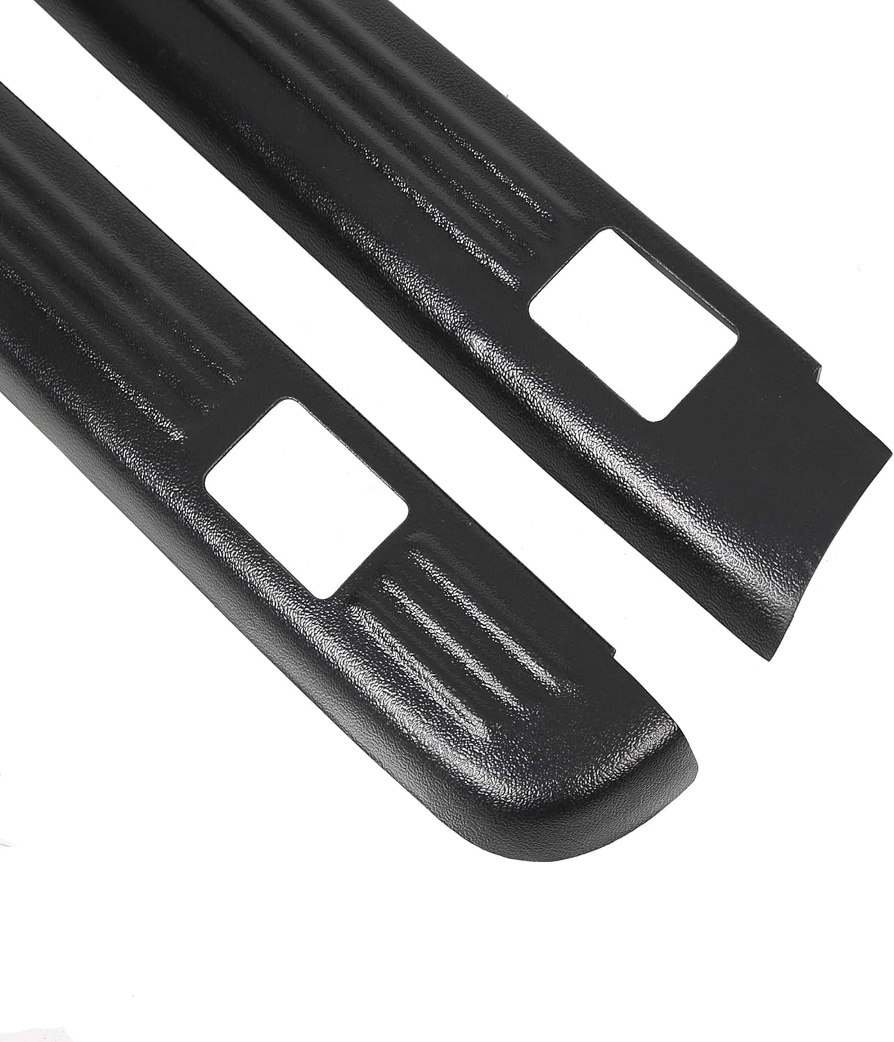 Black Ribbed Bed Rail Caps (2-PCS) for 1999-2006 Chevy/GMC 1500/2500/3500 Classic w/Stake Holes - 6.5' Bed