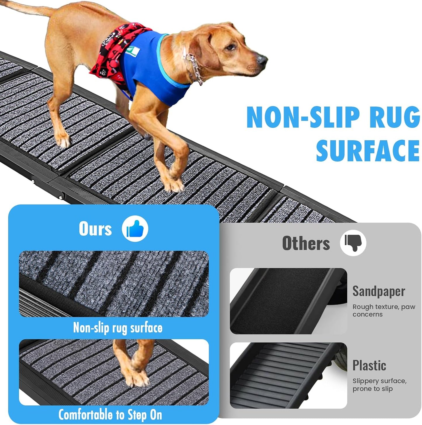 63"x17" Folding Dog Ramp - Non-Slip, Side Handle, Portable for SUV/Truck/Car