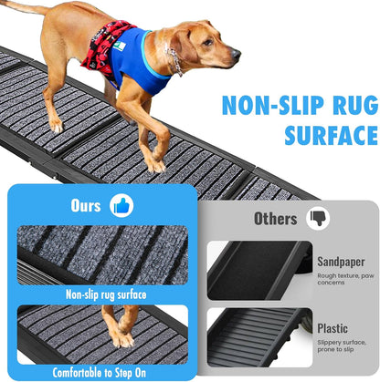 63"x17" Folding Dog Ramp - Non-Slip, Side Handle, Portable for SUV/Truck/Car