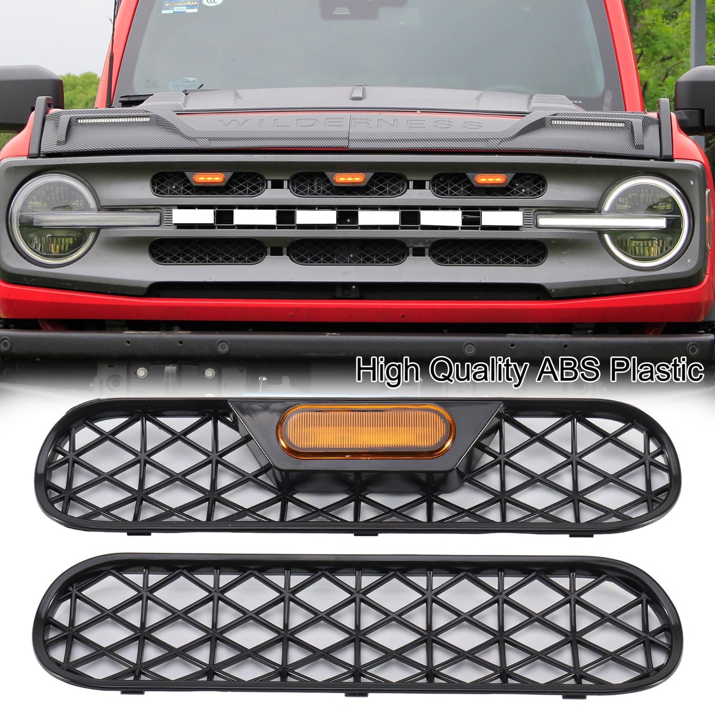 Bronco Amber Light Grill Inserts, Waterproof