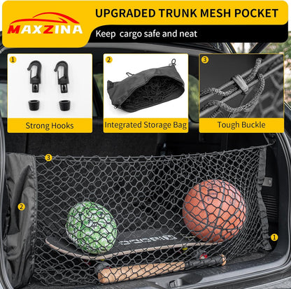 Cargo Net Compatible with 2015-2025 Chevy Tahoe Truck Bed Cargo Net 3.15'×0.92' Double Layer Envelope Style Dense Mesh Trunk Organizer for 2024 Tahoe Exterior Accessories