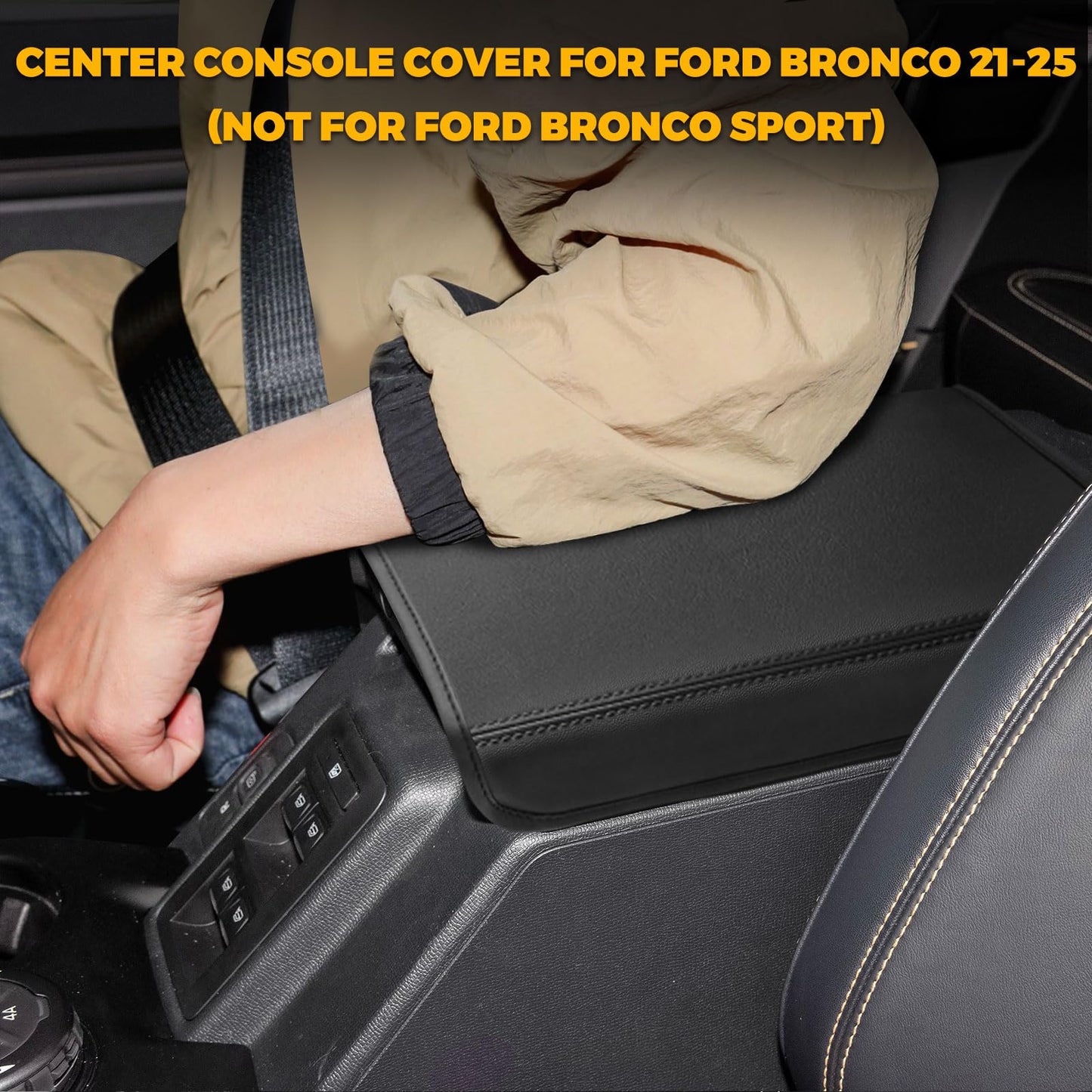 Microfiber Leather Center Console Cover for 2021-2025 Ford Bronco 2/4-Door (Excludes Sport)