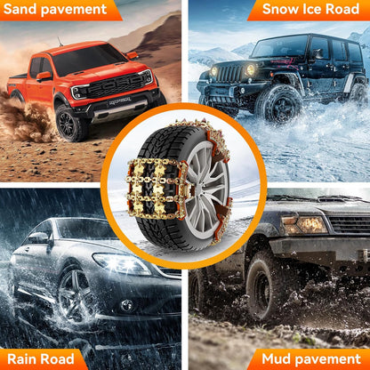 Universal Adjustable Snow Chains (6-Pack) - Fit Tire Width 175-265mm