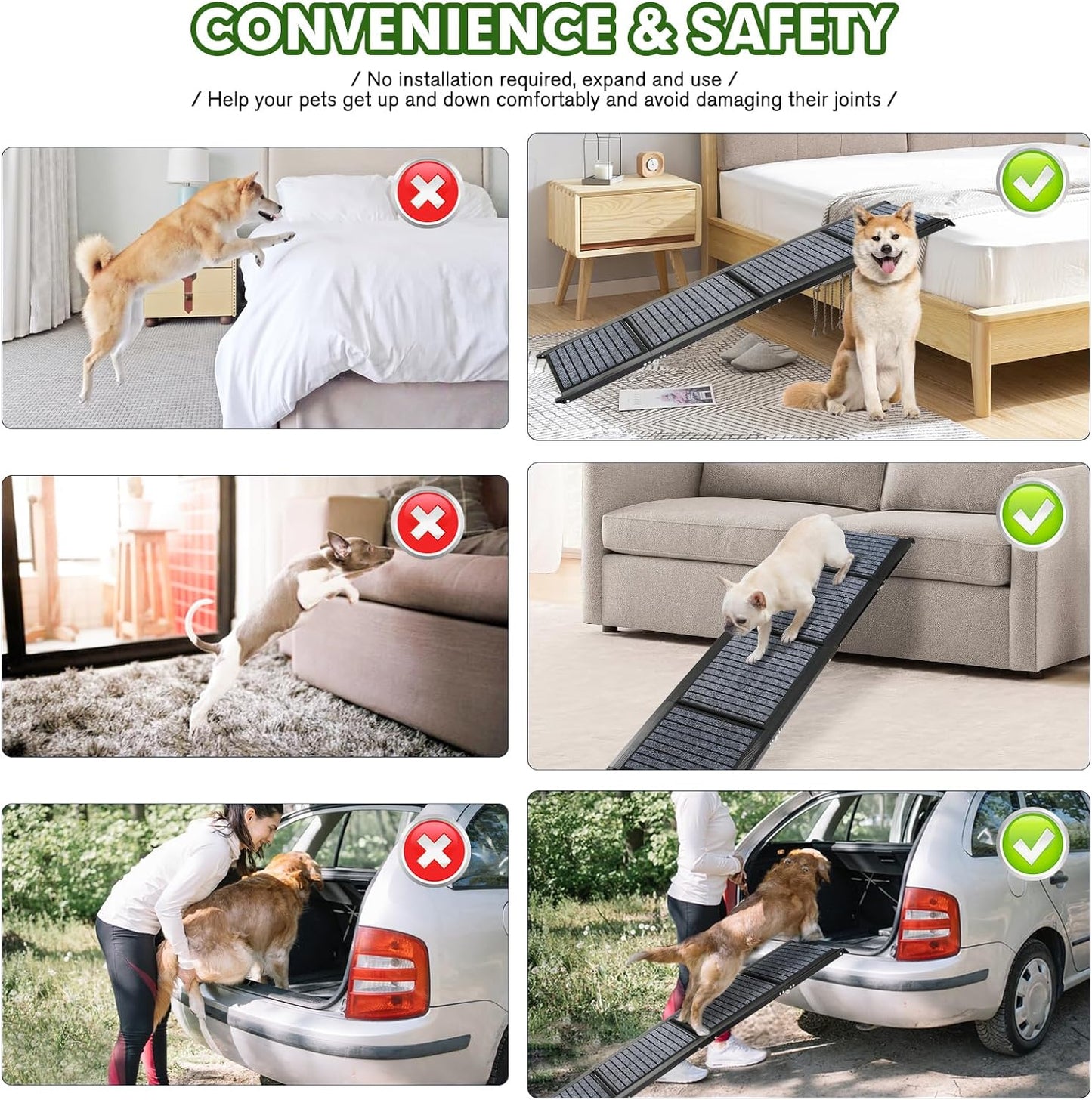 Longest 71" Large Dog Car Ramp for Dogs to Get Into a Car,SUV & Trucks - OHMU