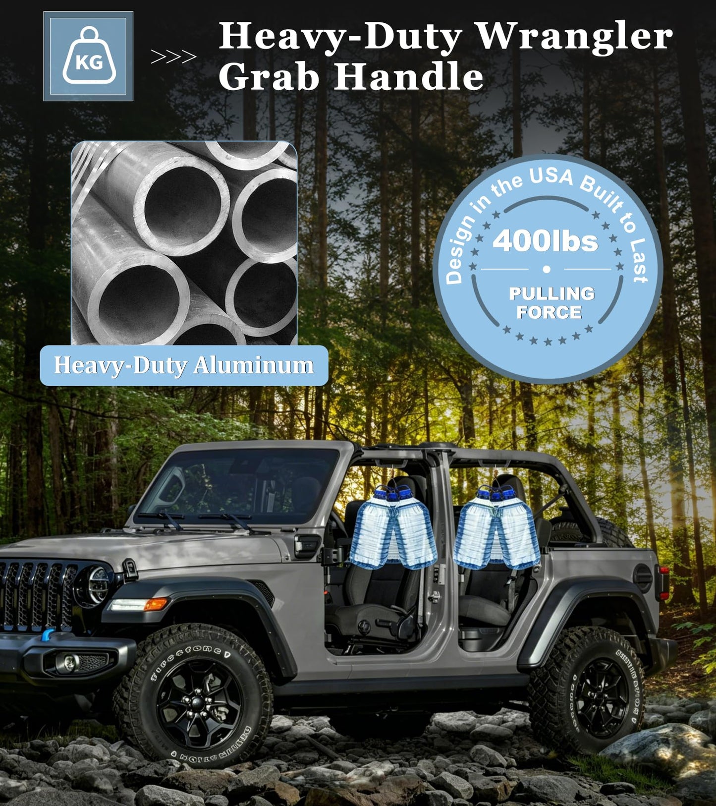 Wrangler JL JT Grab Handles with LED Lights, Aluminum, Bolt-In