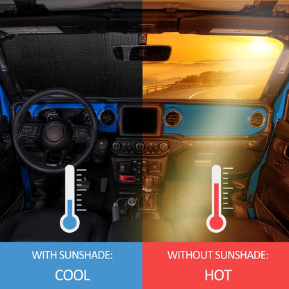American Flag Windshield Sun Shade for Jeep Wrangler & Gladiator (Universal Foldable Fit)