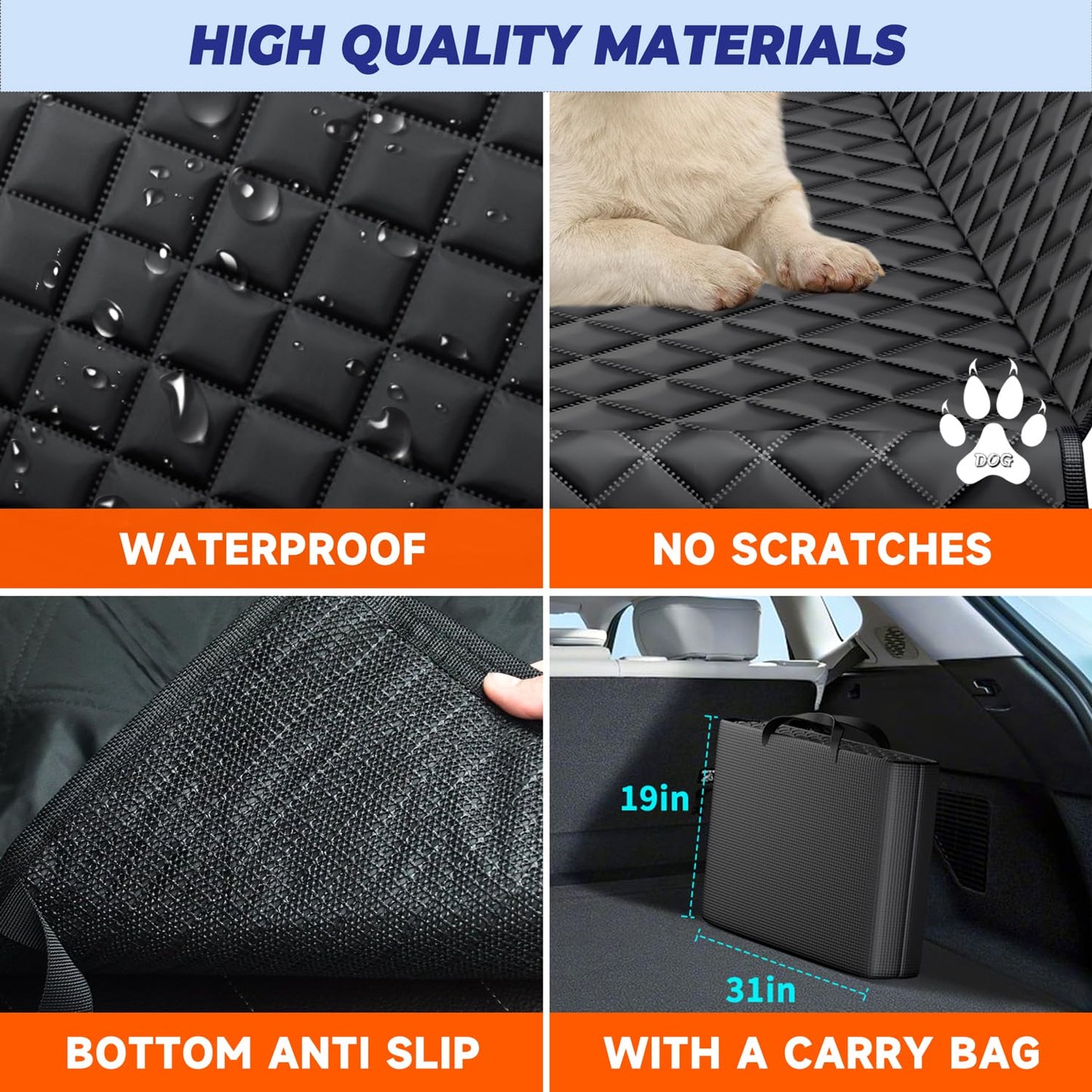 Hard Bottom Dog Hammock Back Seat Extender for Dogs for F150, RAM1500, Silverado