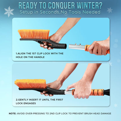 2-Pack 27" Snow Brush & Ice Scraper with Aluminium Body - Scratch-Free