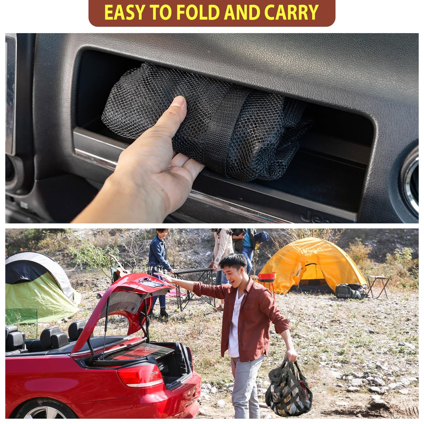 SUV Roof Cargo Net - 35.4"x23.6" Double-Layer Mesh for F-150, Jeep, CRV, RAV4 & Van