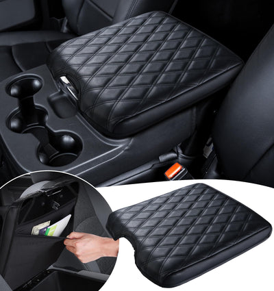 PU Leather Center Console Cover for 2013-2018 Ram 1500 & 2013-2024 Ram 2500/3500/1500 Classic (Jump Seat Only) - Hidden Pockets