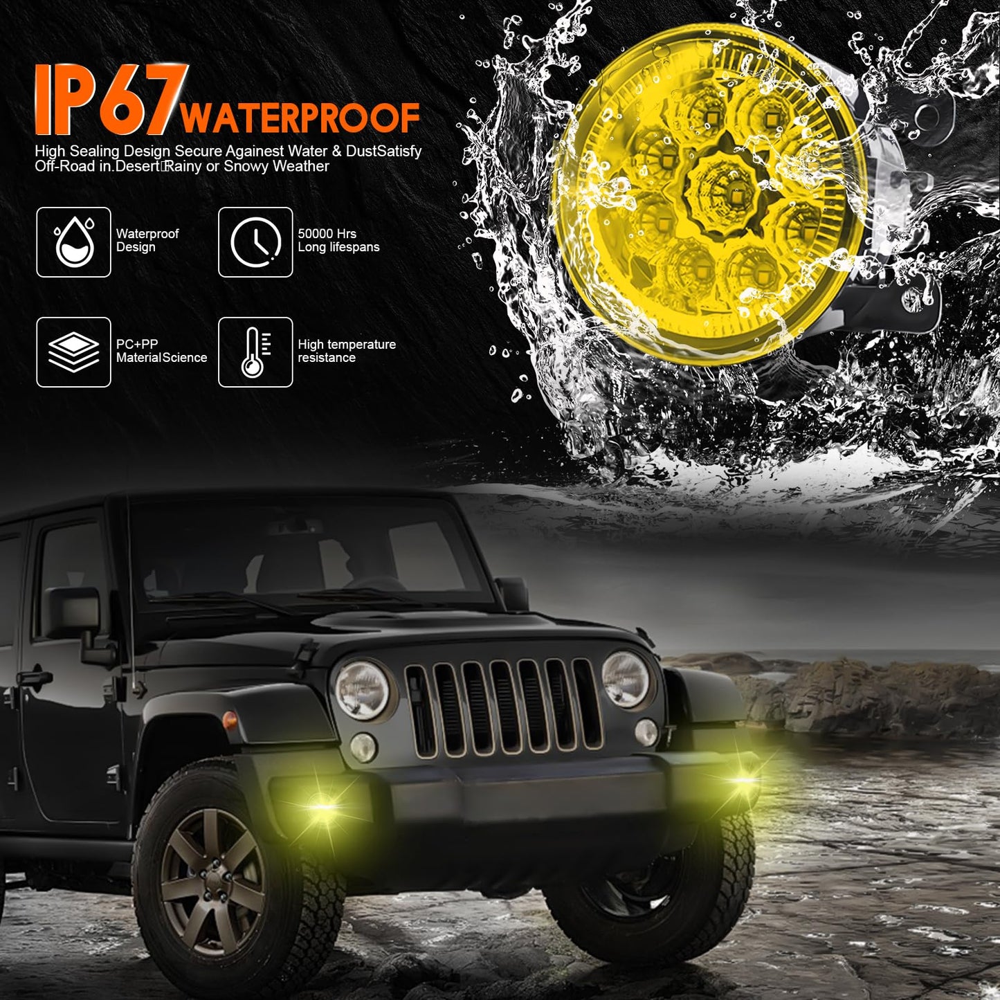3.5 Inch Yellow Fog Lights for Ford Explorer 2011-2015