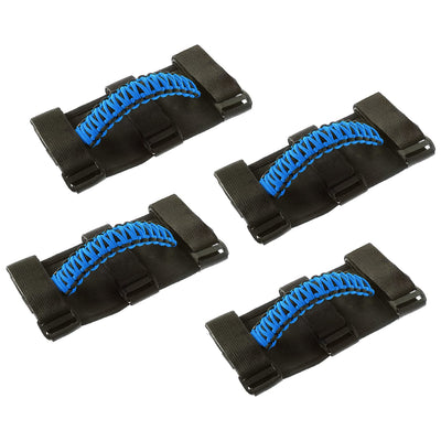 4-Pack Blue Roll Bar Grab Handles for Jeep Wrangler & Gladiator (Universal Fit)