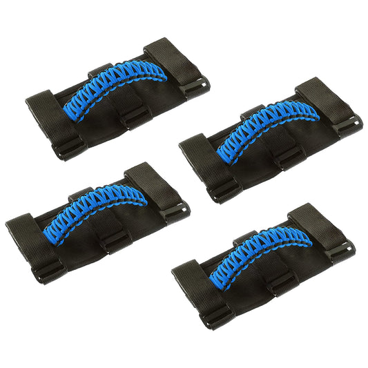 4-Pack Blue Roll Bar Grab Handles for Jeep Wrangler & Gladiator (Universal Fit)