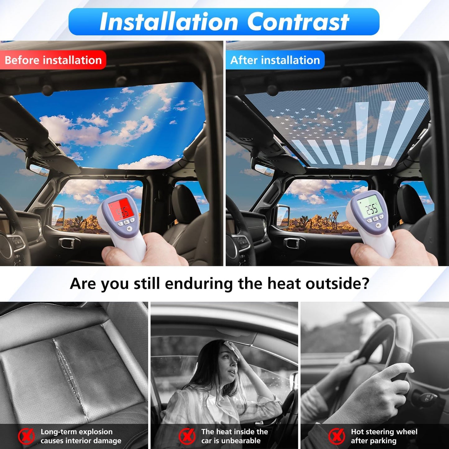 American Flag Bikini Mesh Sunshade for 2018-2023 Jeep Wrangler JL & Gladiator JT
