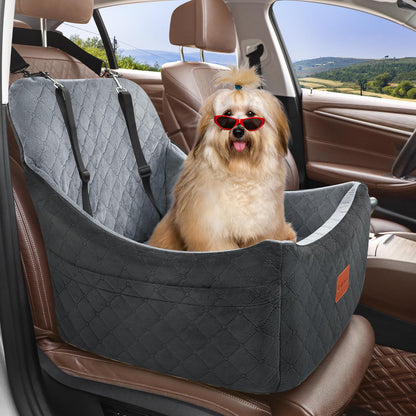 Dog Booster Car Seat for Medium Dogs Up to 40lbs Pets with 2 Clip-On Leashes