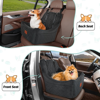 Dog Booster Car Seat for Medium Dogs Up to 40lbs Pets with 2 Clip-On Leashes