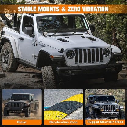 Hood & A-Pillar Light Mounts for 2018-2025 Jeep Wrangler JL & Gladiator JT