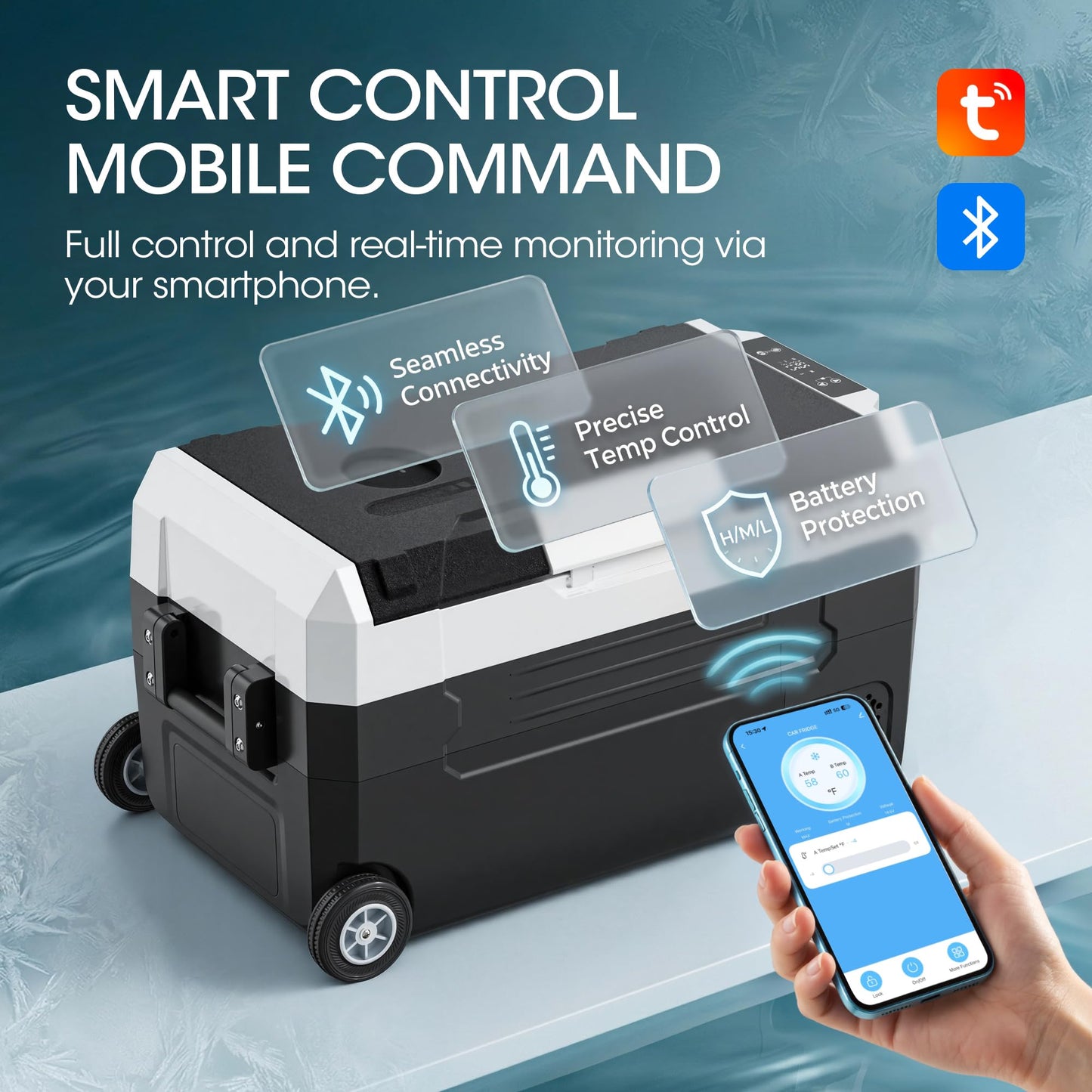 12V Refrigerator (37QT) - APP Control, -4℉~68℉, Portable for Car/Camping/Boat