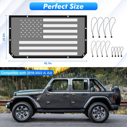 American Flag Bikini Mesh Sunshade for 2018-2023 Jeep Wrangler JL & Gladiator JT