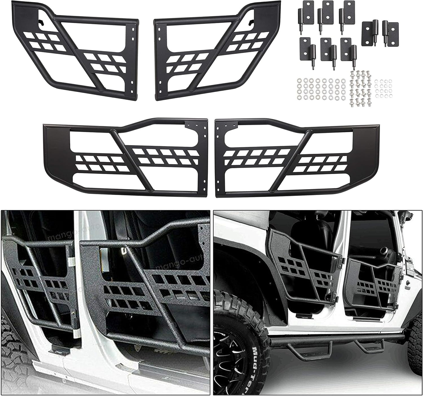 Front & Rear Tubular Half Doors for 2007-2018 Jeep Wrangler JK 4-Door