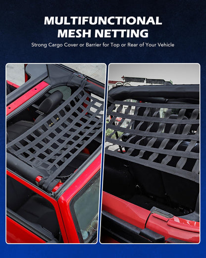 2-Pack Mesh Cargo Net / Hammock for Jeep Wrangler & Gladiator (1987-2022)