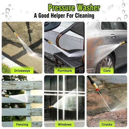 Portable Electric Pressure Washer - 4 Quick-Connect Nozzles for Car, Patio & Driveway