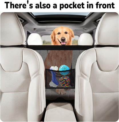 Pet Barrier with Large Zipper Storage - Car/SUV/Truck Divider Net for Dogs
